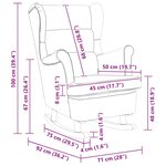 vidaXL Fauteuil à bascule à oreilles en velours marron bois massif