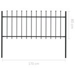 vidaXL Clôture de jardin avec dessus en lance Acier 1 7 x 0 8 m Noir