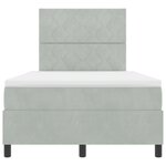 Lit à ressort vidaXL avec matelas en velours gris clair petit double