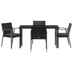 vidaXL Ensemble de salle à manger jardin 5 pièces avec coussins en poly rattan noir