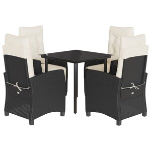 vidaXL Ensemble à manger de jardin coussins 5Pièces Noir Résine tressée