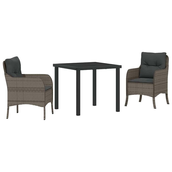 vidaXL Ensemble de salle à manger pour jardin 3 Pièces Gris Poly rotin