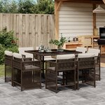 vidaXL Ensemble à manger de jardin et coussins 9 Pièces marron poly rotin