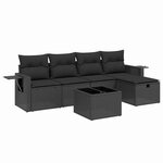 vidaXL Salon de jardin 6 Pièces avec coussins noir résine tressée