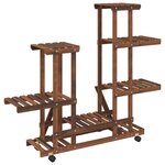 vidaXL Support à fleurs avec roues 95x25x101 cm bois massif de sapin