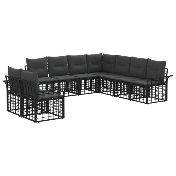 vidaXL Ensemble de canapés d'extérieur 9 Pièces Noir et Gris foncé