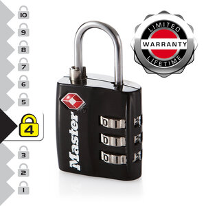 4680EURDBLK Cadenas à Combinaison TSA  Noir   5 5 x 3 x 2 6 cm
