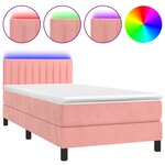 vidaXL Sommier à lattes de lit avec matelas et LED Rose 100x200 cm