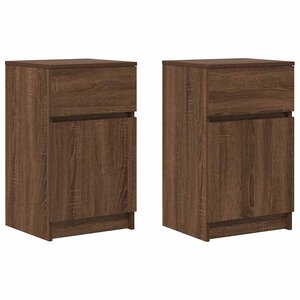 vidaXL Tables de chevet 2 Pièces chêne marron 39x35x65 cm bois ingénierie