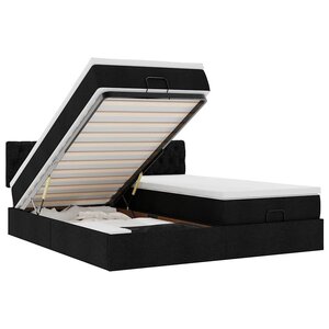 VidaXL Cadre de lit ottoman avec matelas noir 180x200cm tissu