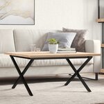 vidaXL Table basse cadre en X 90x90x45 5cm bois de pin massif et acier