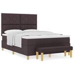 vidaXL Lit à ressorts avec matelas Marron foncé 140 x 200 cm tissu