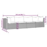 vidaXL Salon de jardin 4 Pièces avec coussins Gris Résine tressée