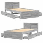 vidaXL Cadre de lit et tête de lit sans matelas gris béton 90x200 cm