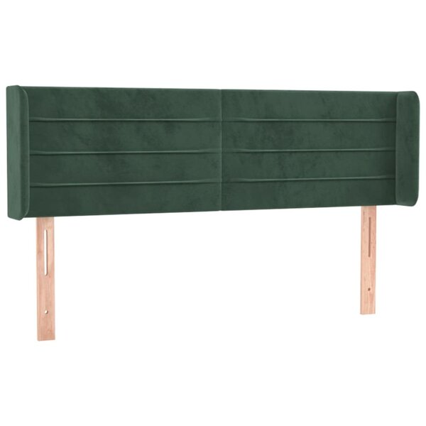 vidaXL Tête de lit avec oreilles Vert foncé 147x16x78/88 cm Velours