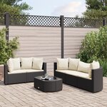 vidaXL Salon de jardin 6 Pièces avec coussins noir résine tressée