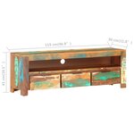 vidaXL Meuble TV 119x30x41 cm bois de récupération massif