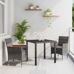 vidaXL Ensemble de salle à manger pour jardin 3 Pièces Gris Poly rotin