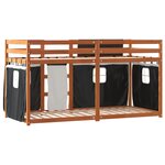 vidaXL Lit superposé avec rideaux blanc/noir 90x190 cm bois pin massif