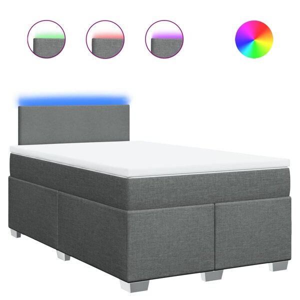 vidaXL Sommier à lattes de lit avec matelas Gris foncé 120x200cm Tissu