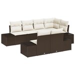 vidaXL Ensemble de Canapé de Jardin de 7 Pièces avec Coussins Marron en Rattan Poly