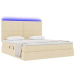 vidaXL Lit de rangement LED avec matelas Crème 160 x 200 cm Tissu