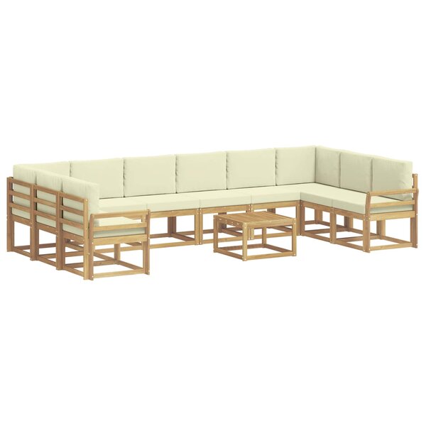 vidaXL Ensemble de canapés d'extérieur 11 pc Blanc et crème