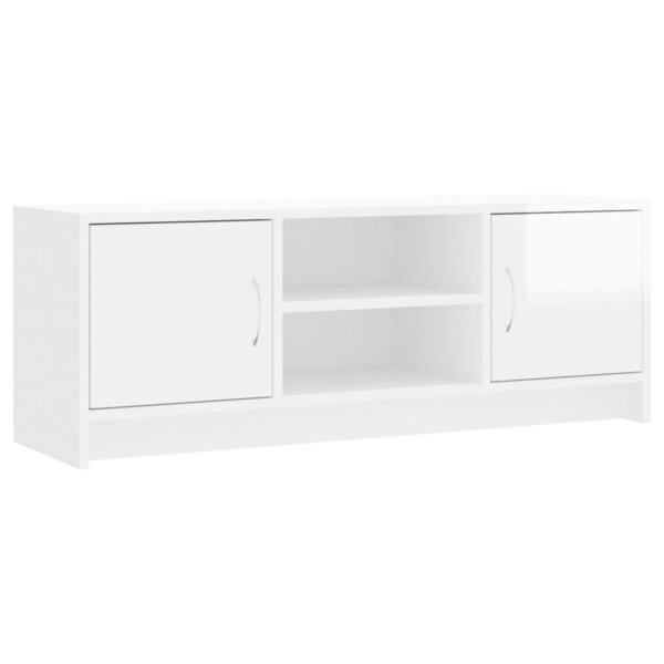 vidaXL Meuble TV blanc brillant 102x30x37 5 cm bois d'ingénierie