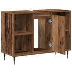 vidaXL Coiffeuse Rustique de Salle de Bain Bois Vieilli Bois Massif Moyen