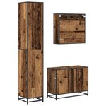 vidaXL Ensemble de mobilier de salle de bain 3 Pièces Bois Ancien
