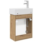 vidaXL Meuble de salle de bain avec robinet Chêne artisanal