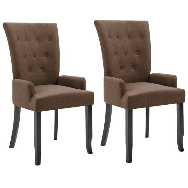 vidaXL Chaises à manger avec accoudoirs lot de 2 marron tissu