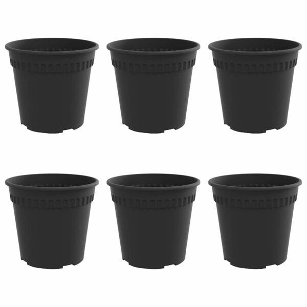 vidaXL Pot à fleurs rond 6 Pièces Noir Ø 19 x 16 cm Plastique