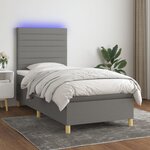 vidaXL Sommier à lattes de lit et matelas et LED Gris foncé 90x200cm
