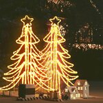 vidaXL Arbres de Noël pliables avec LED 2 Pièces Blanc chaud 87x87x93 cm