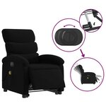 vidaXL Fauteuil inclinable de massage électrique Noir Tissu