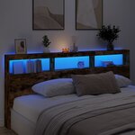 vidaXL Armoire tête de lit avec LED chêne fumé 220x17x102 cm