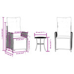 vidaXL Ensemble de bistro 3 Pièces avec coussins noir résine tressée