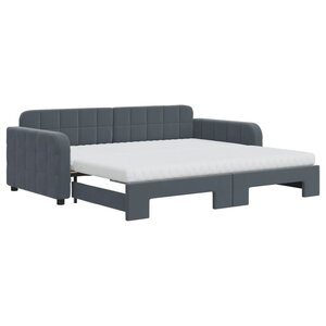 vidaXL Lit de jour avec gigogne et matelas gris foncé 90x190cm velours