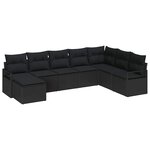 vidaXL Ensemble de Canapés avec coussin 8 Pièces Noir polyrotin