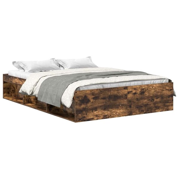vidaXL Cadre de lit sans matelas chêne fumé 160x200 cm
