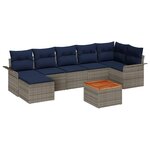 vidaXL Ensemble de canapé de jardin avec coussin 8 Pièces Gris polyrotin