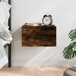vidaXL Table de chevet murale chêne fumé 35x35x20 cm
