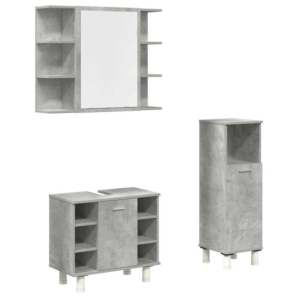 vidaXL Ensemble de meubles de salle de bain 3 Pièces gris béton