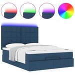 VidaXL Cadre de lit ottoman avec matelas bleu 140x190 cm tissu