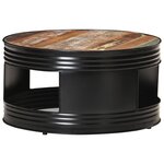 vidaXL Table basse Noir 68x68x36 cm Bois de récupération massif