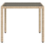 vidaXL Table de jardin dessus en verre beige 90x90x75cm résine tressée