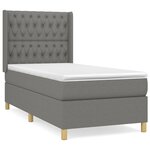 vidaXL Sommier à lattes de lit et matelas Gris foncé 90x190 cm Tissu