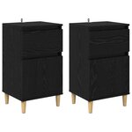 vidaXL Cabinet de chevet avec tiroir 2 Pièces Chêne noir 40 x 35 x 70 cm