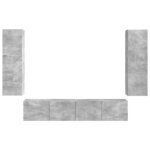 vidaXL Ensemble meuble TV 4 Pièces Gris béton Bois d'ingénierie